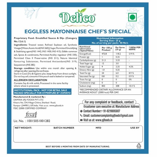 Delico - Eggless Mayonnaise (Chef's Special), 1 Kg