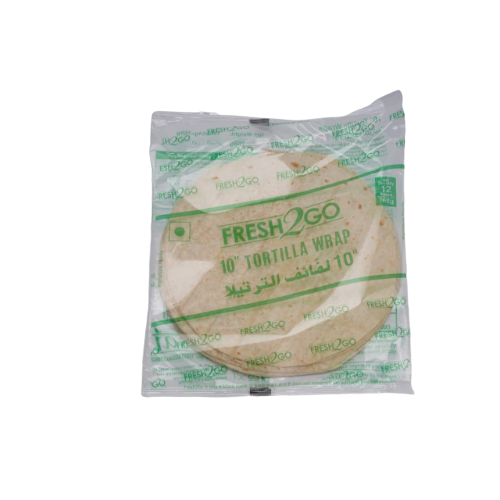 Fresh 2 Go - Frozen 10" Plain Tortilla Wrap (RTC), 768 gm (Pack of 12)