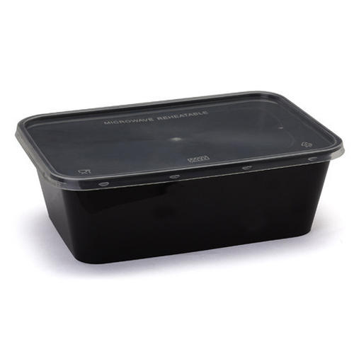 Rectangular Container, 500 ml, Black with Lid (Pack of 500)