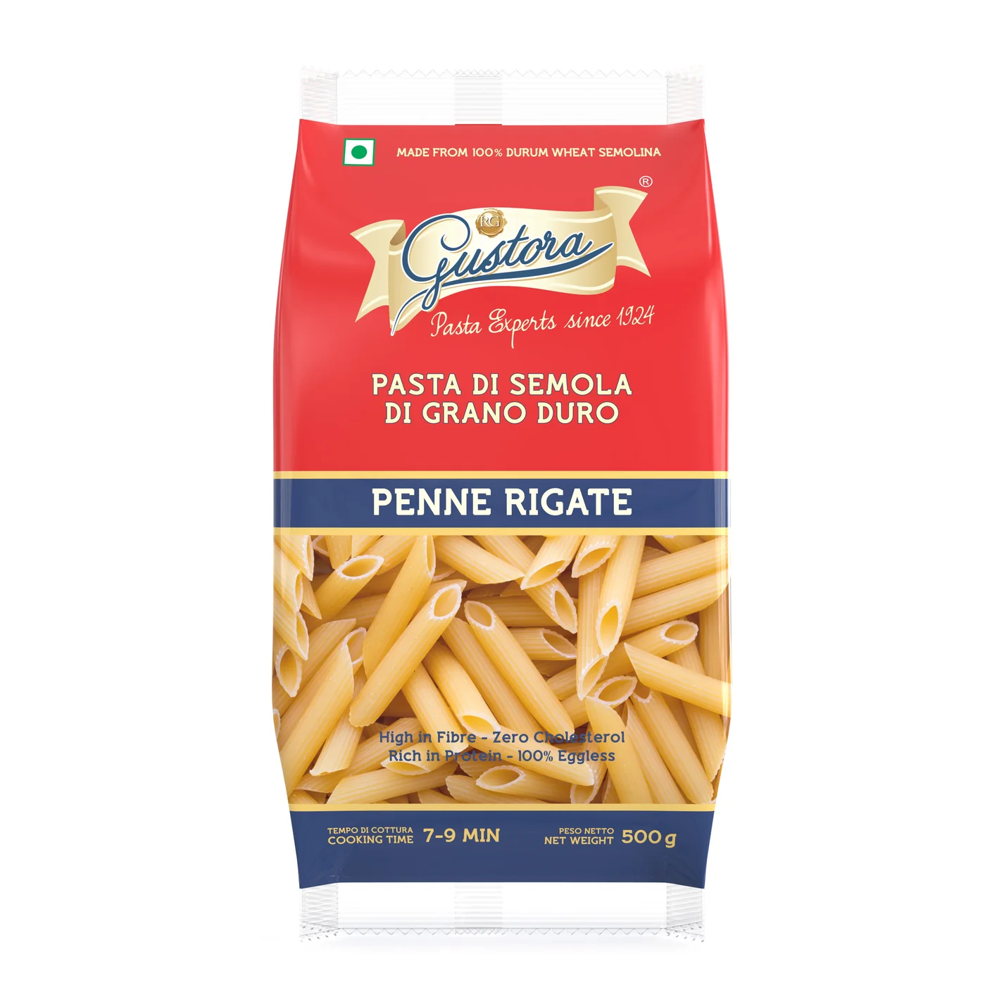 Gustora - Penne Rigate Pasta, 500 gm