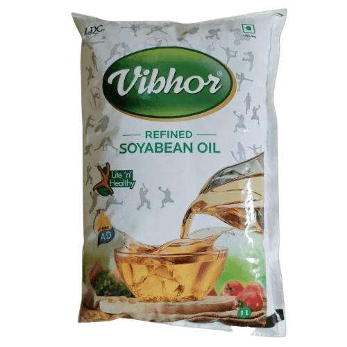 Vibhor - Refined Soyabean Oil, 870 gm Pouch (Pack of 12)
