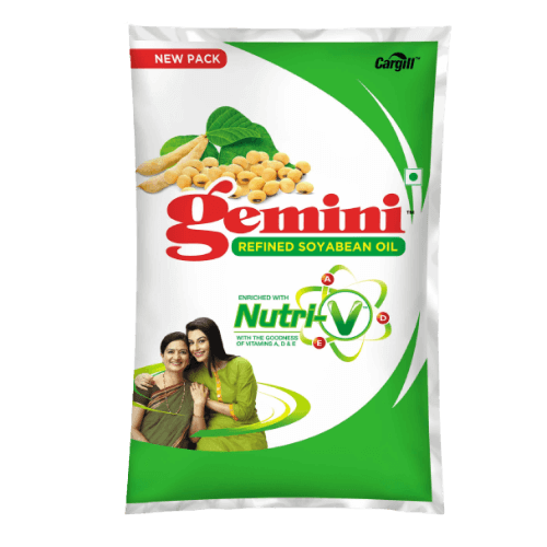 Gemini - Refined Soyabean Oil, 1 L Pouch (Pack of 12)