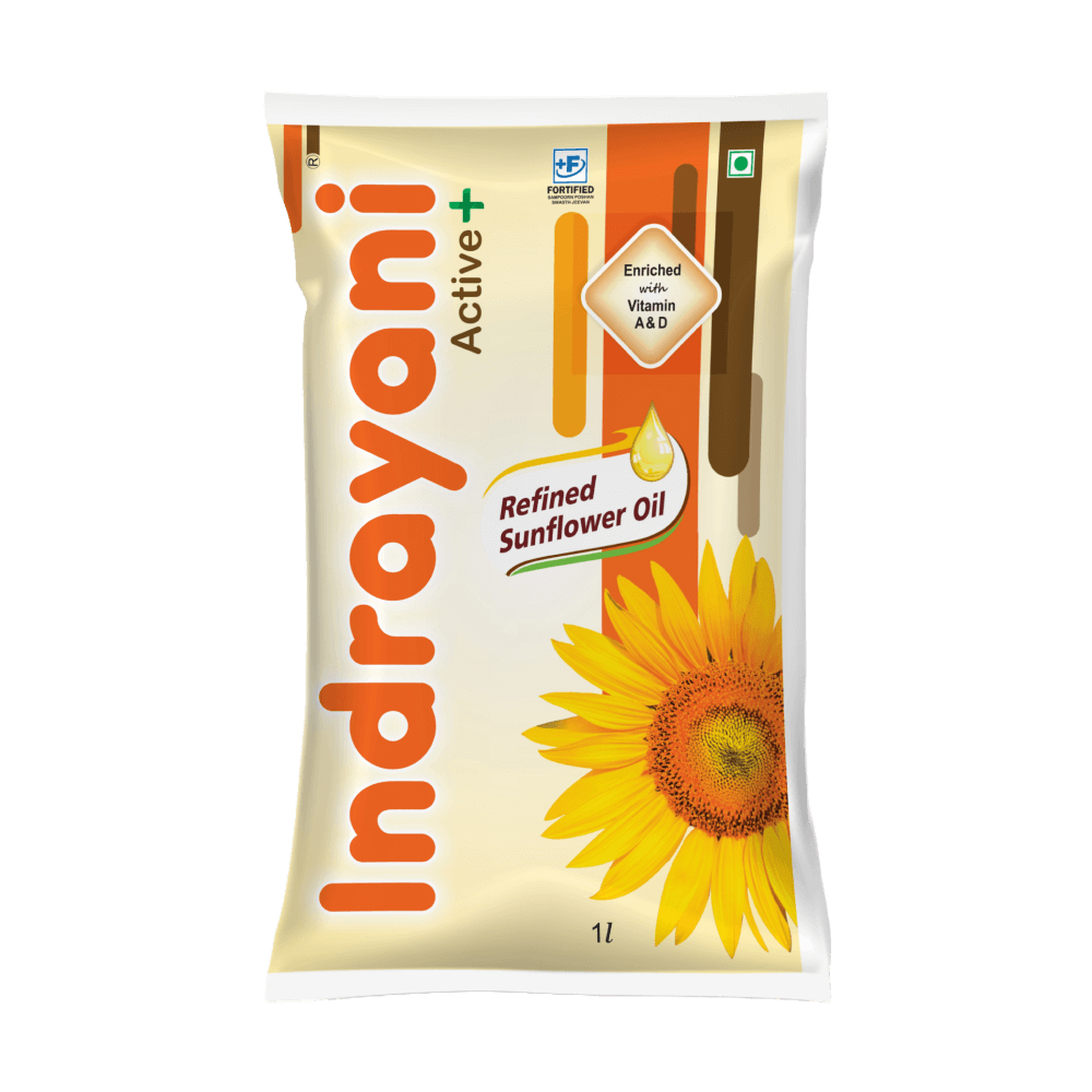 Indrayani - Refined Sunflower Oil, 1 L Pouch (Pack of 12)