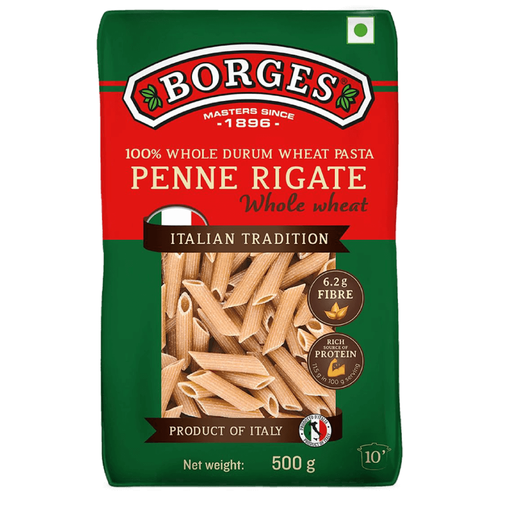 Borges - Whole Wheat Pasta Penne Rigate, 500 gm