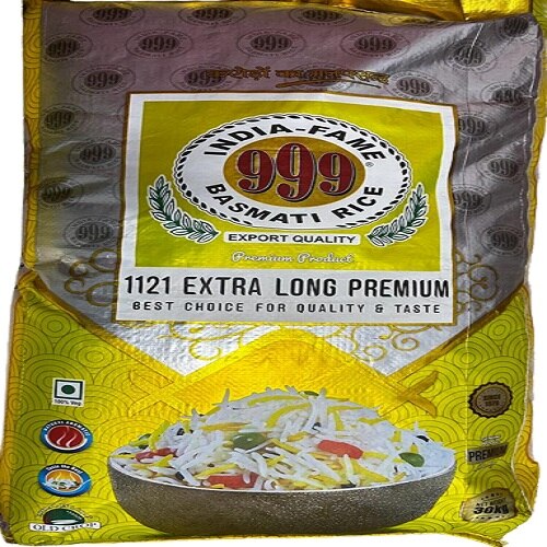 India Fame 999 - 1121 Extra Long Premium Basmati Rice, 30 Kg