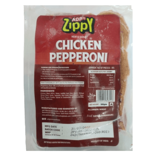 Zippy - Chicken Pepperoni, 500 gm (80 Pcs/Pack)