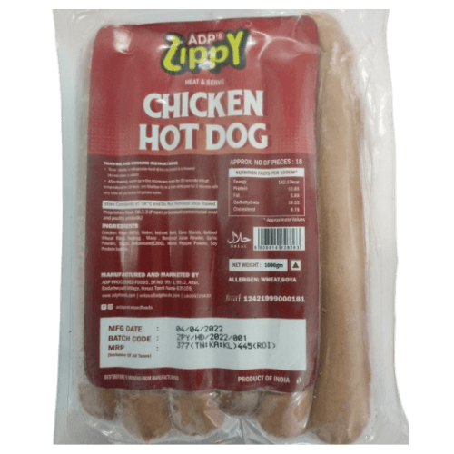 Zippy - Chicken Hot Dog, 1 Kg (18 Pcs/Pack)