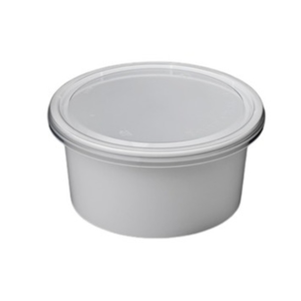 Damati - Round Container, White with Lid, 300 ml (Pack of 500)