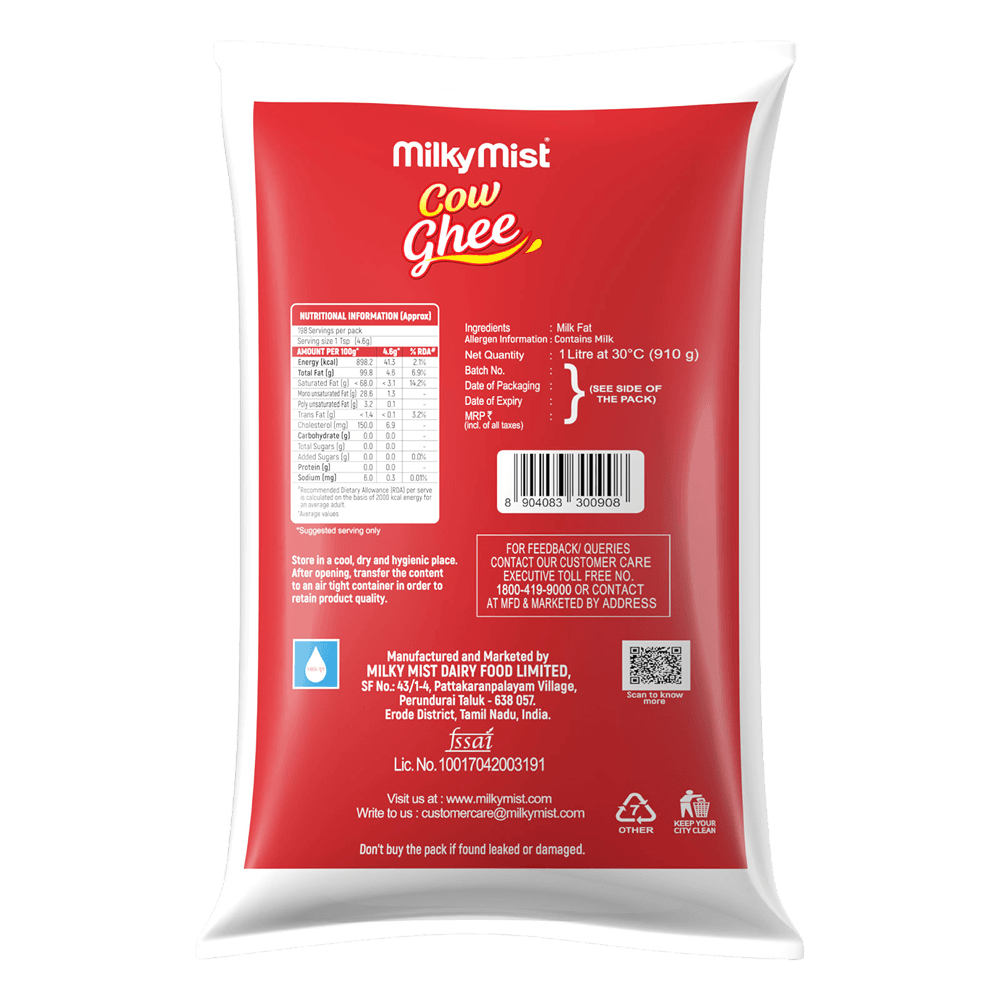 Milky Mist - Cow Ghee, 1 L (Pouch) image
