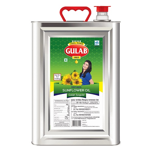 Gulab - Refined Sunflower Oil, 15 L Tin