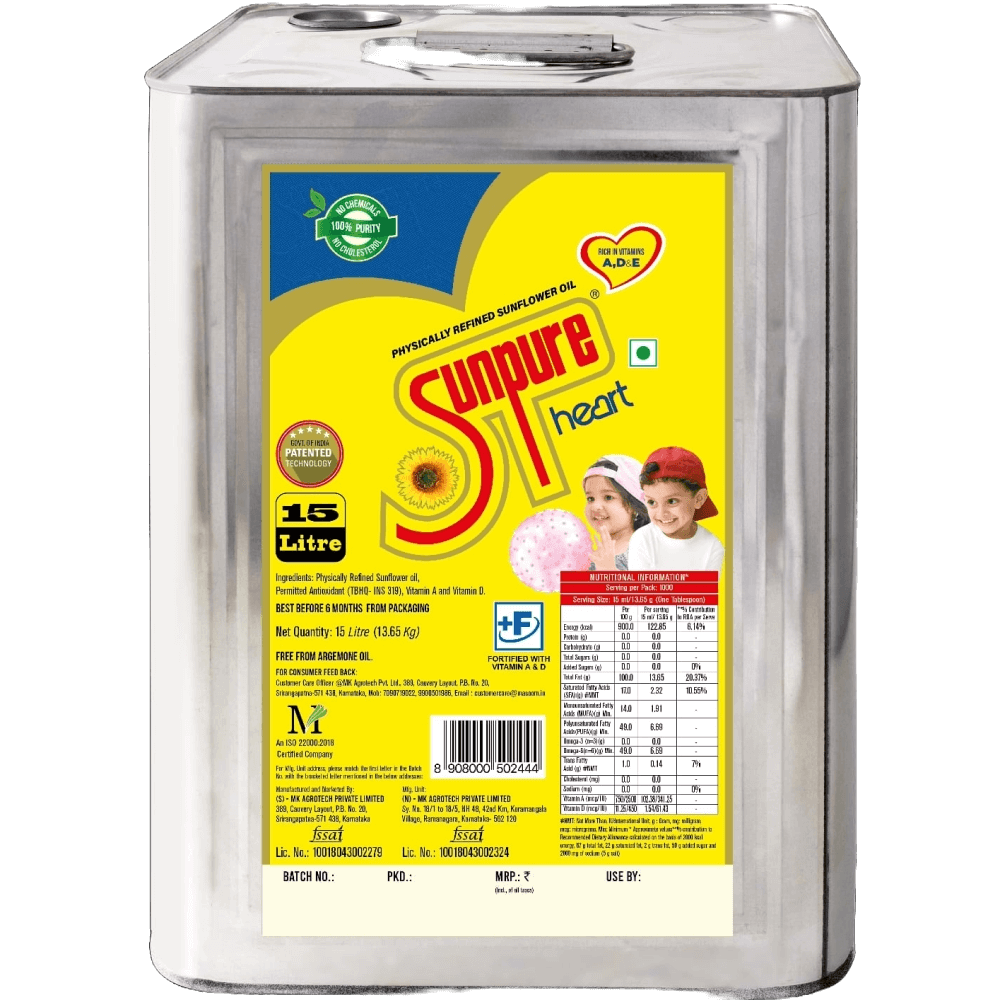 Sunpure - Refined Sunflower Oil, 15 L Tin