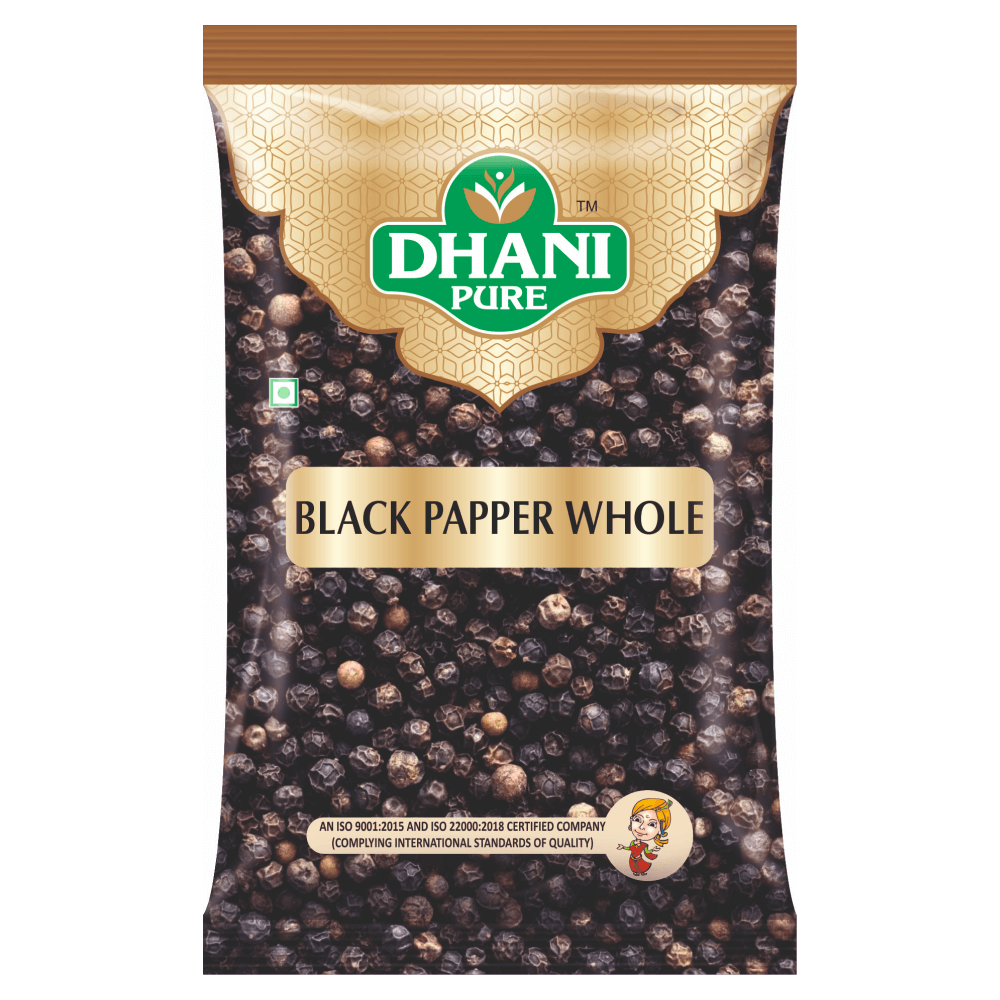 Dhani - Black Pepper (Kali Mirch) Whole, 1 Kg