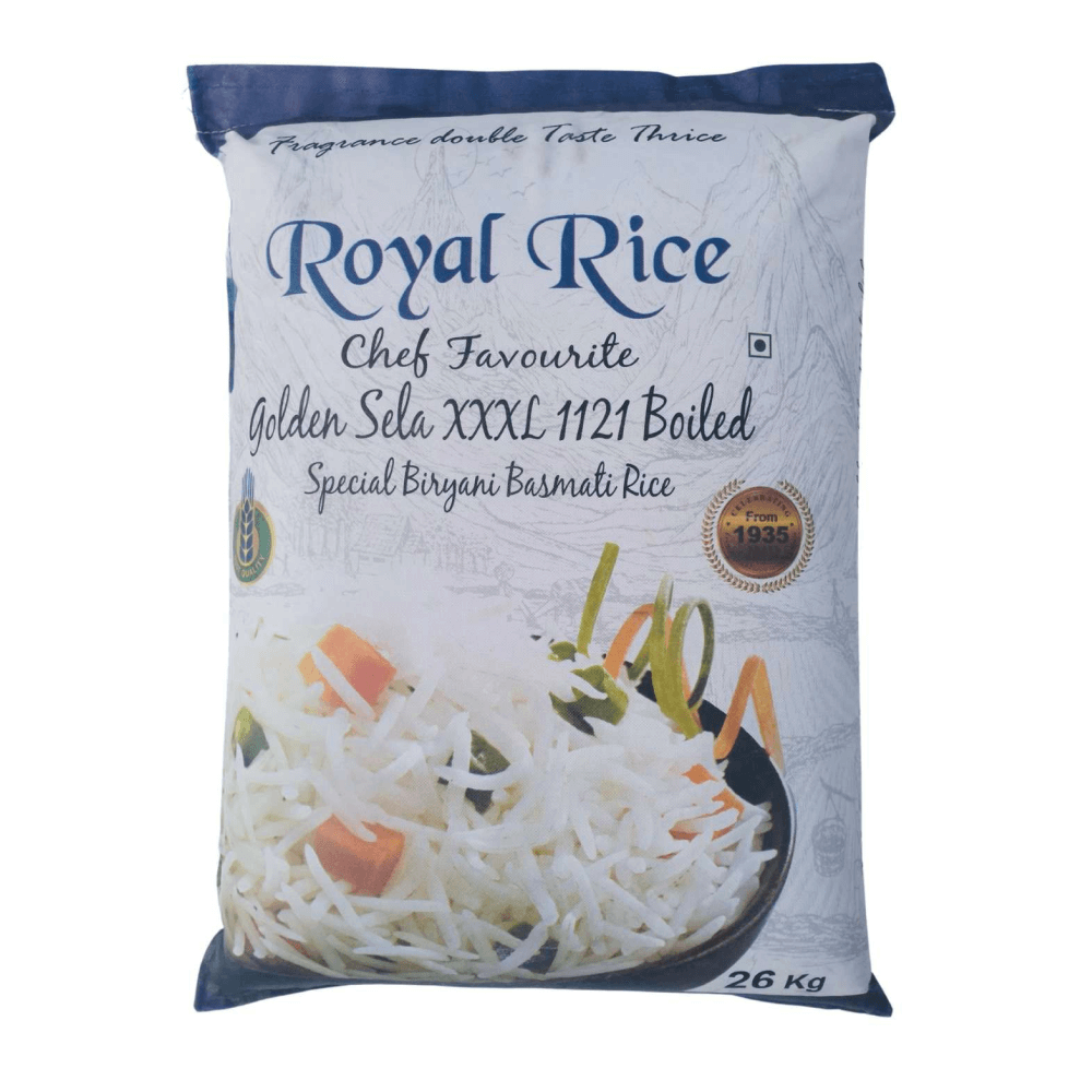 Royal Rice - XXXL 1121 Golden Sella Basmati Rice, 26 Kg