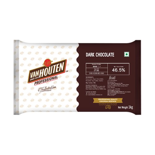 Vanhouten (By Barry Callebaut) - Professional Dark Chocolate Slab (46.5% Dark), 1 Kg