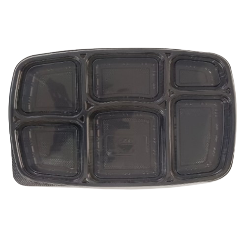 6 Compartment Meal Box Tray with Lid (Pack of 25)