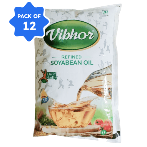 Vibhor - Refined Soyabean Oil, 830 gm Pouch (Pack of 12)