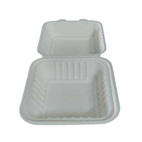 Fomex - 6 x 6 Inch Bagasse Clamshell Container, (Pack of 50)