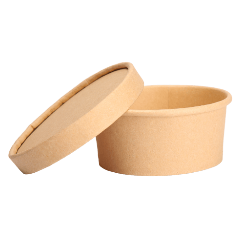 Round Kraft Paper container, Brown With Lid, 250ml (Pack of 500)