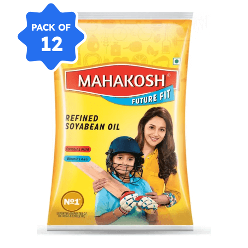 Mahakosh - Soya Refined Oil, 840 gm Pouch (Pack of 12)