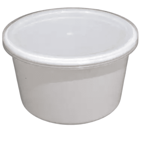 Kushi - White Round Container with Lid, 500 ml (Pack of 50)