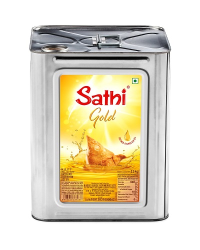 Sathi Gold - Refined Palmolein Oil (16.66 L), 15 Kg Tin