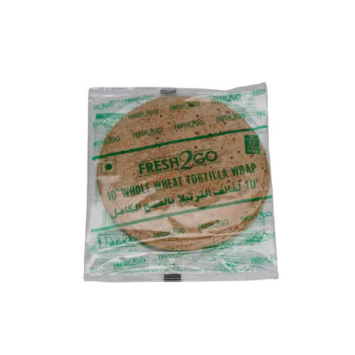 Fresh 2 Go - Whole Wheat Tortilla Wrap (RTC, Frozen 10"), 768 gm (Pack of 12)