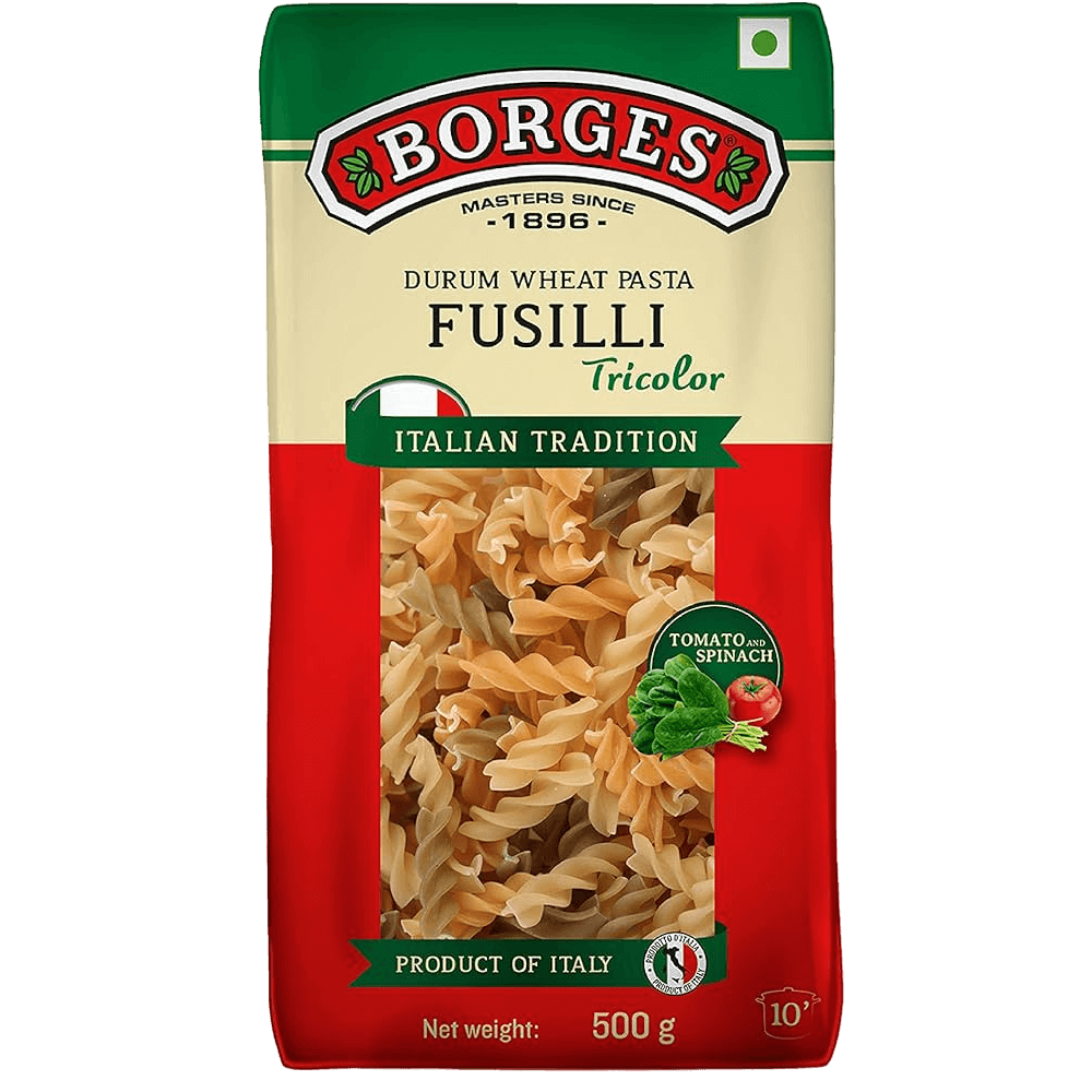 Borges - Fusilli Tricolor Pasta, 500 gm