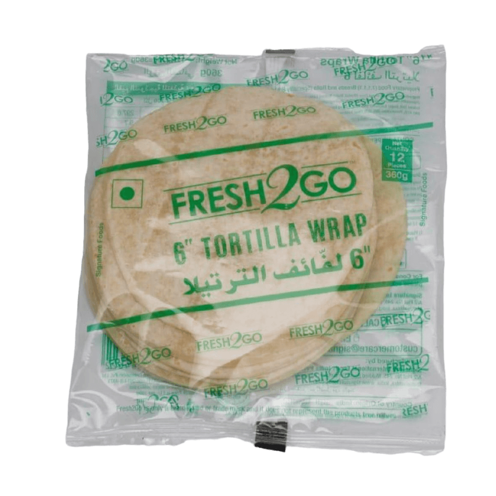 Fresh 2 Go - Frozen 6” Plain Tortilla, 360 gm (Pack of 12)