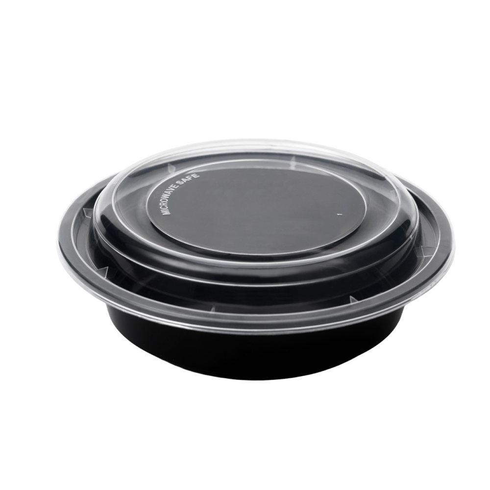 Damati - RO 16, Round Container 450 ml, Black with Lid (Pack of 500)