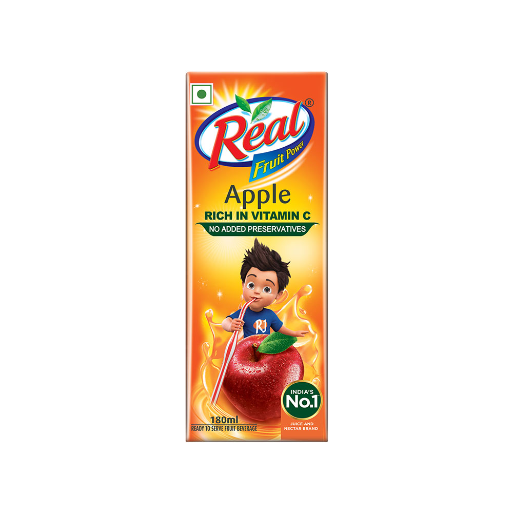 Real - Apple Juice, 180 ml (Pack of 30)