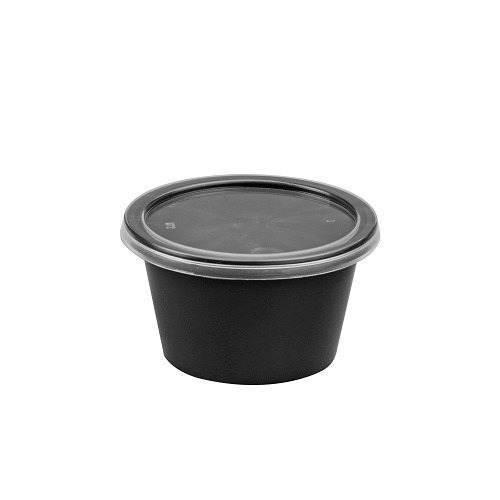 Bhagwati - Round Container 00-50 ml, Black with Lid (Pack of 200)