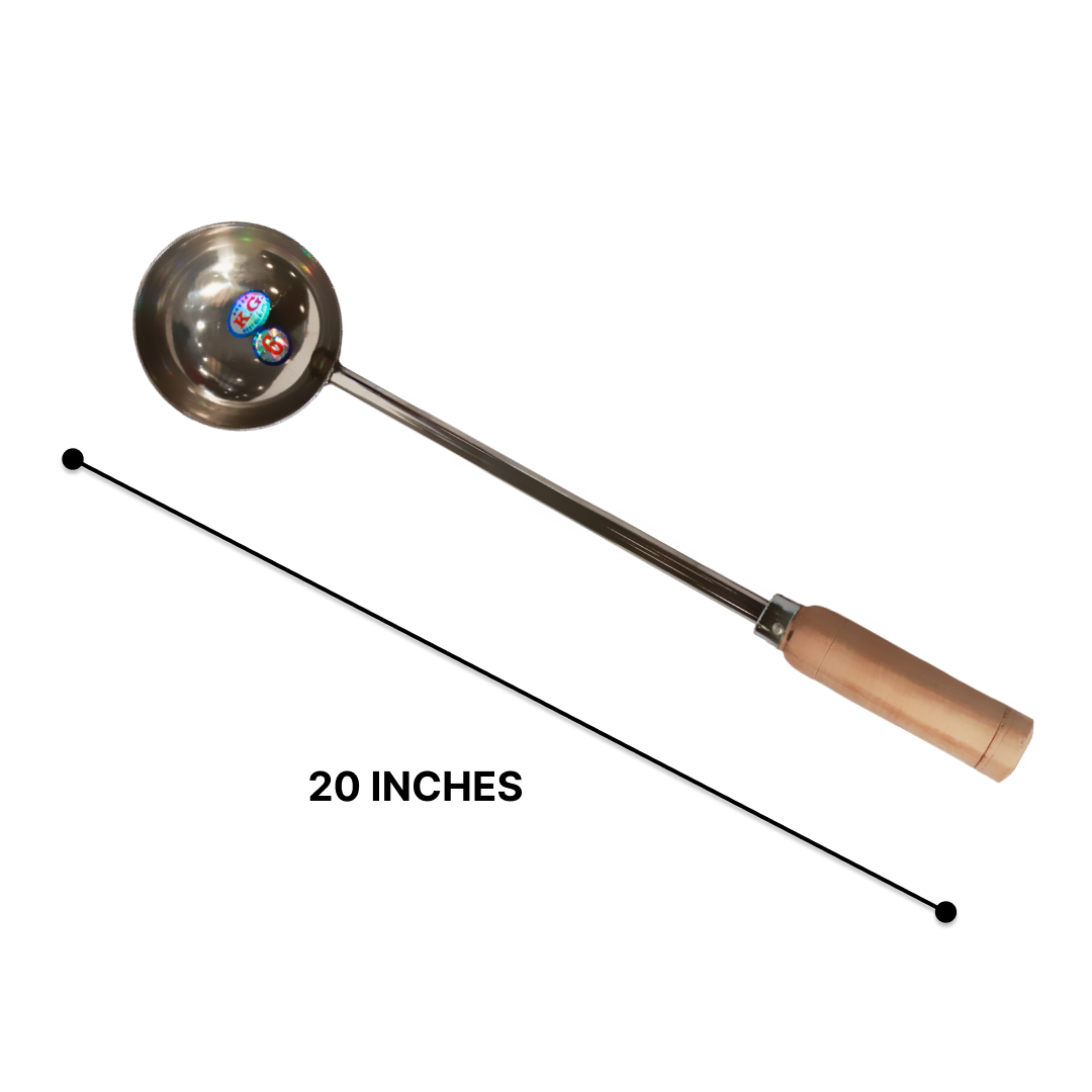 SS Ladle Wooden Handle No 6 (Pn) (20 inch)