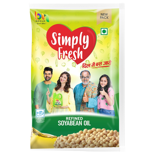 Simply Fresh - Refined Soyabean Oil, 850 gm Pouch (Pack of 12)