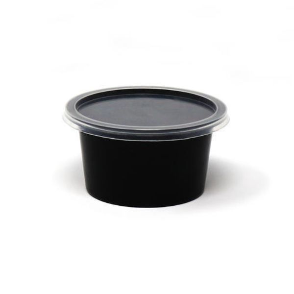 Dev - Round Container 500 ml, Black with Lid, (Pack of 50)