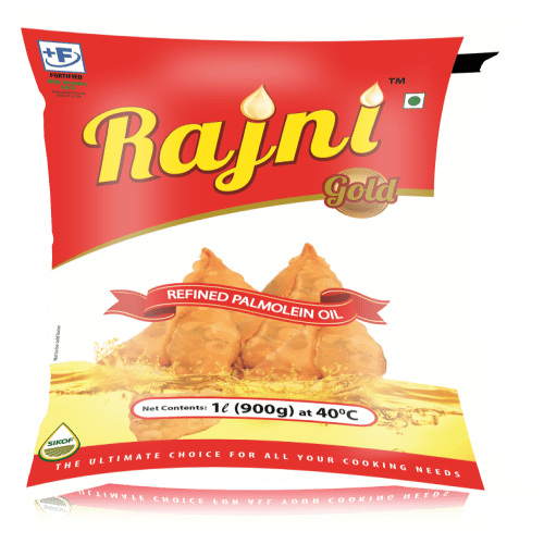 Rajini Gold - Refined Palmolein Oil, 1 L Pouch (Pack of 16)