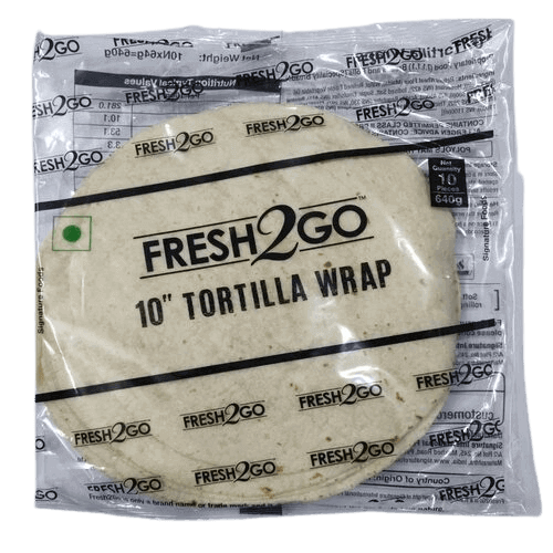 Fresh 2 Go - Ambient 10" Plain Tortilla Wrap (RTC), 640 gm (Pack of 10)