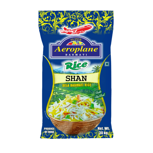 Aeroplane Shan - Super Mogra Basmati Rice (Staff Rice), 30 Kg