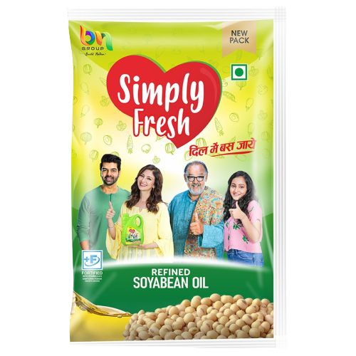 Simply Fresh - Refined Soyabean Oil, 900 gm Pouch (Pack of 12)