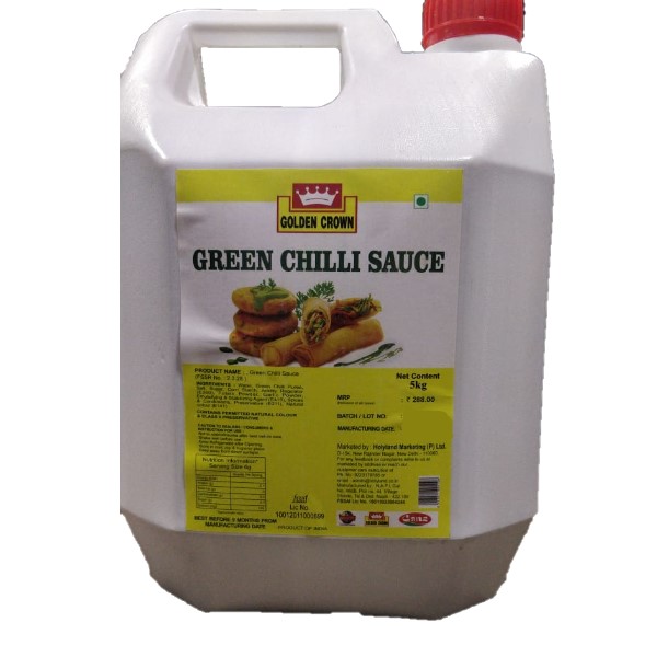 Golden Crown - Green Chilli Sauce, 5 Kg (Plastic Jar)