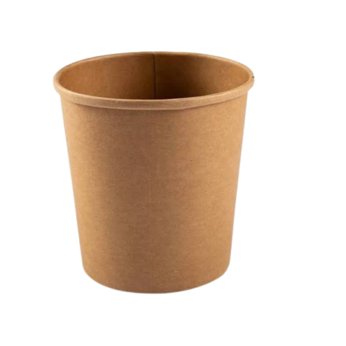 Round Kraft Paper container, Brown with Lid, 1000 ml (Pack of 500)