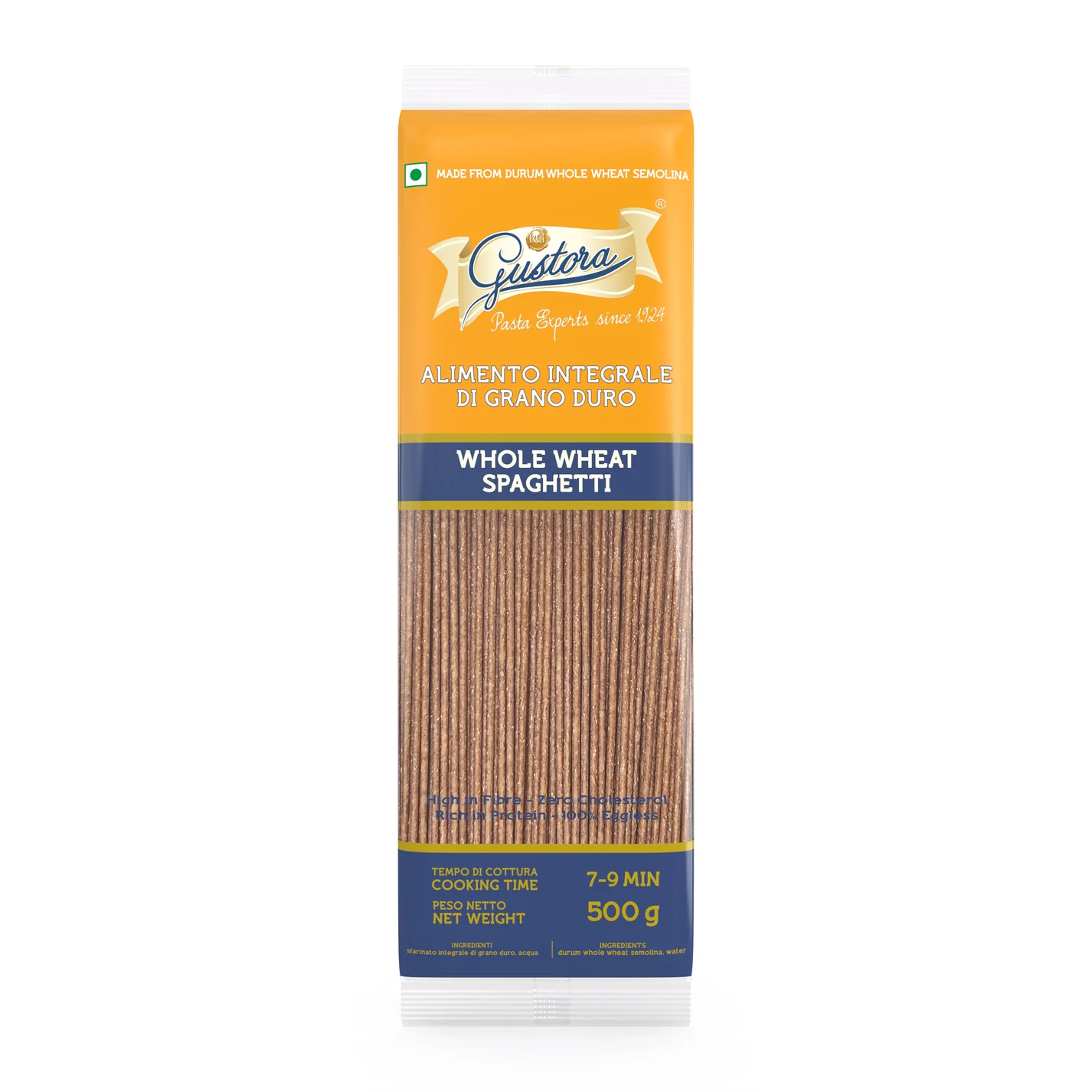 Gustora - Spaghetti Pasta Whole Wheat, 500 gm