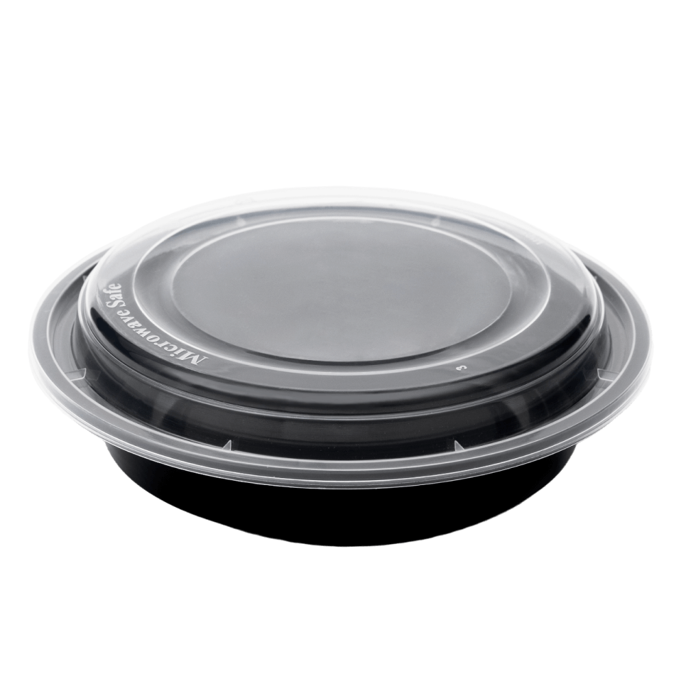 Damati - RO 24, Round Container 700 ml, Black with Lid (Pack of 500)