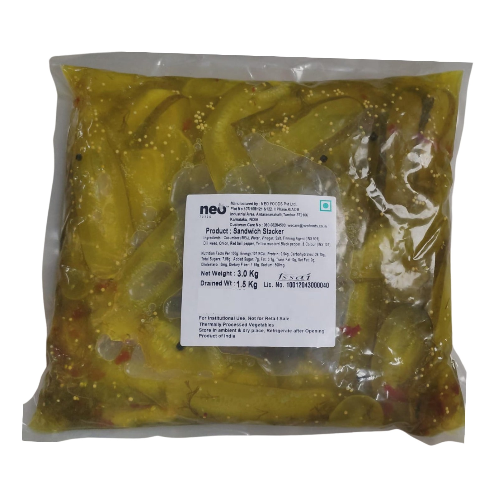 Neo - Gherkins (Sandwich Stacker), 3 Kg