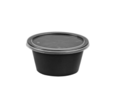 Round Container, 50 ml, Black With Lid (Pack of 100)