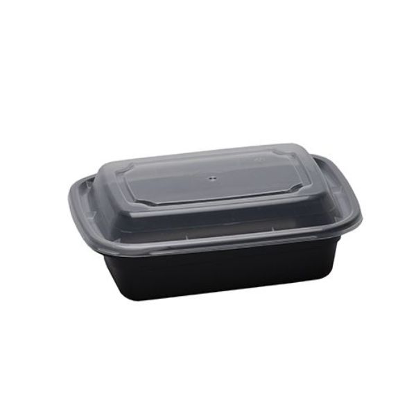 RE-16, Rectangular Container, 450 ml, Black With Lid (Pack of 600)