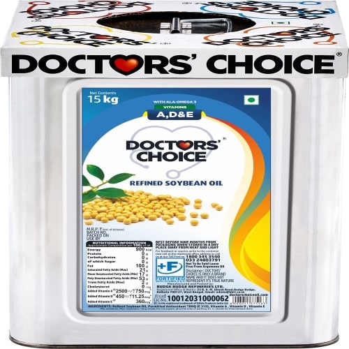 Doctors' Choice - Refined Soyabean Oil, 15 Kg Tin