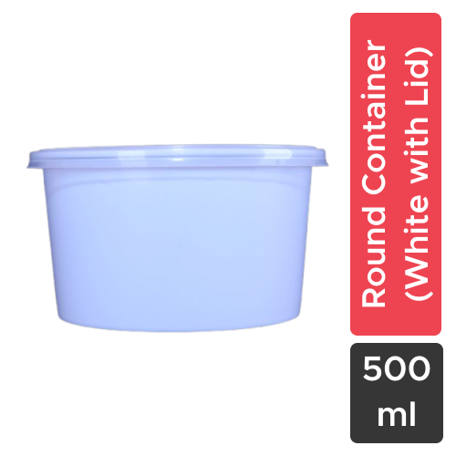 Round Container - White with Lid, 500 ml (Pack of 1000)