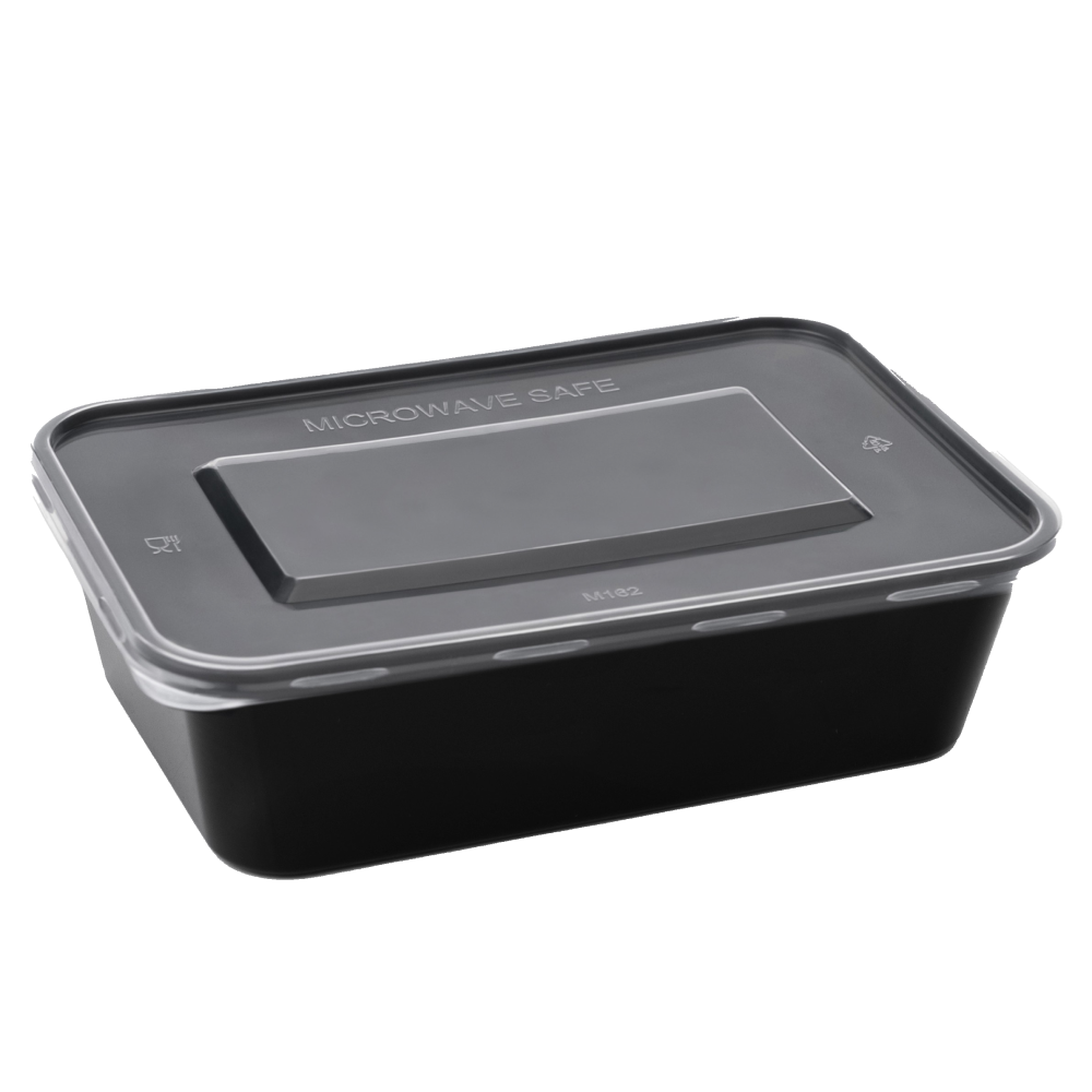 Damati - Rectangle Container, 500 ml, Black with Lid (Pack of 500)