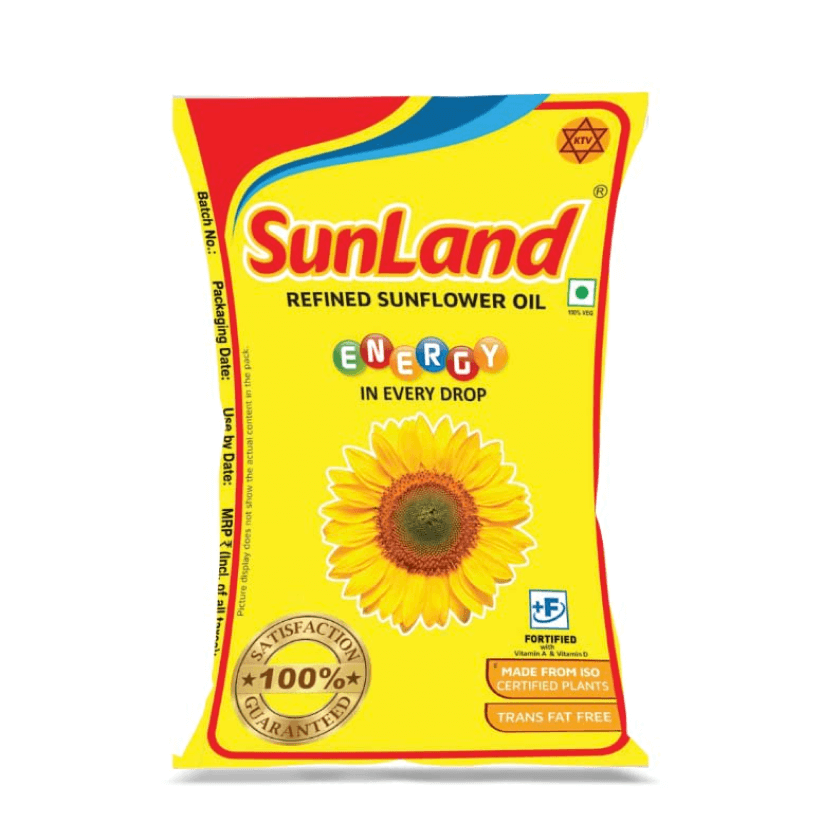 Sunland - Refined Sunflower Oil, 1 L Pouch (Pack of 10)