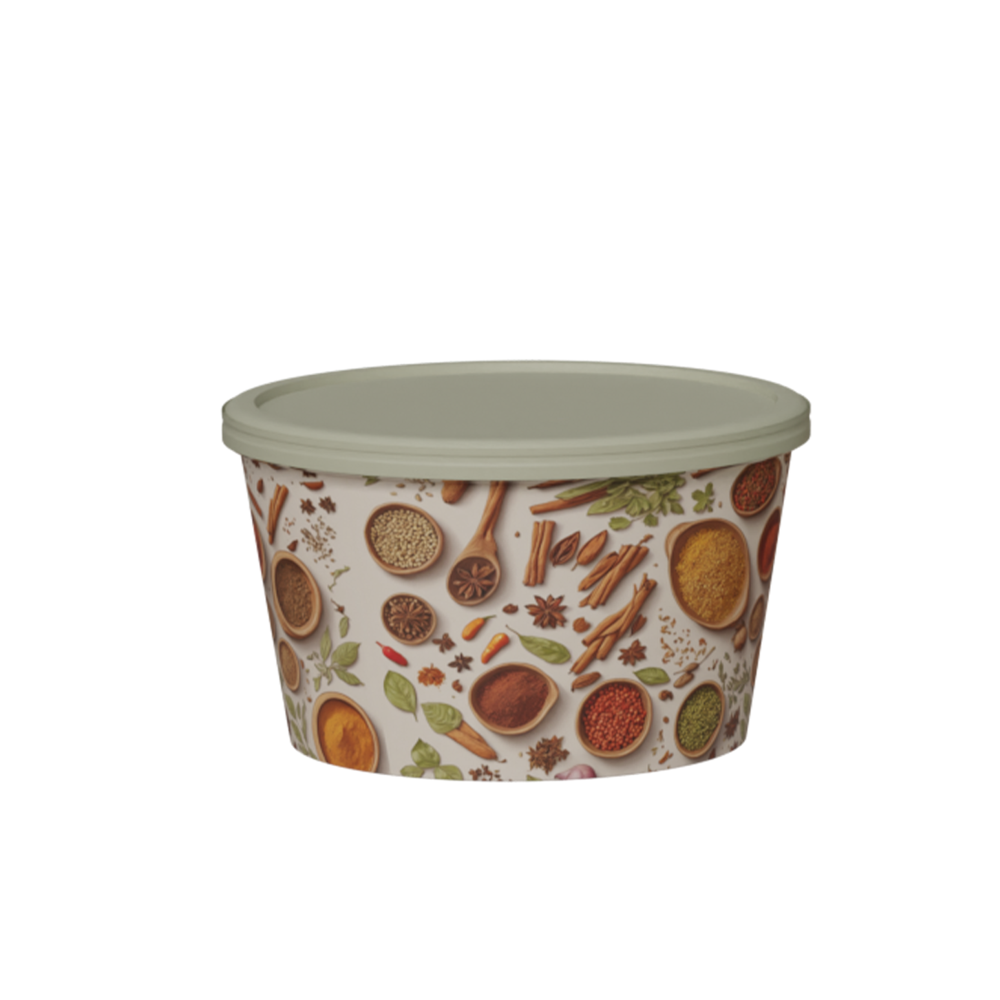 Custom Printed White Paper Container with Lid, 500 ml (Pack of 5000)